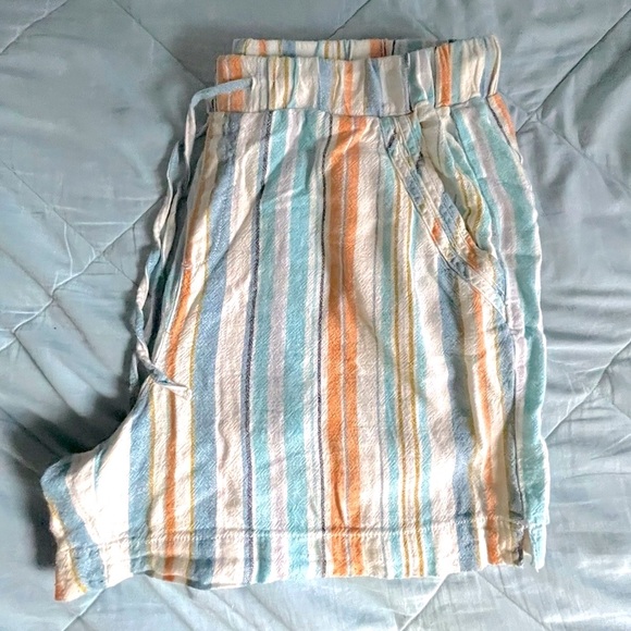 Womens Briggs Striped Blue, Orange & White Pull On With Elastic Waistband Shorts - Picture 6 of 7
